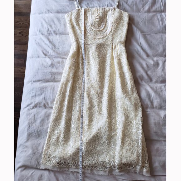 NWT BCBGMaxAzria Champagne Strapless Lace Dress (Cream, Size 2) - Picture 2 of 9
